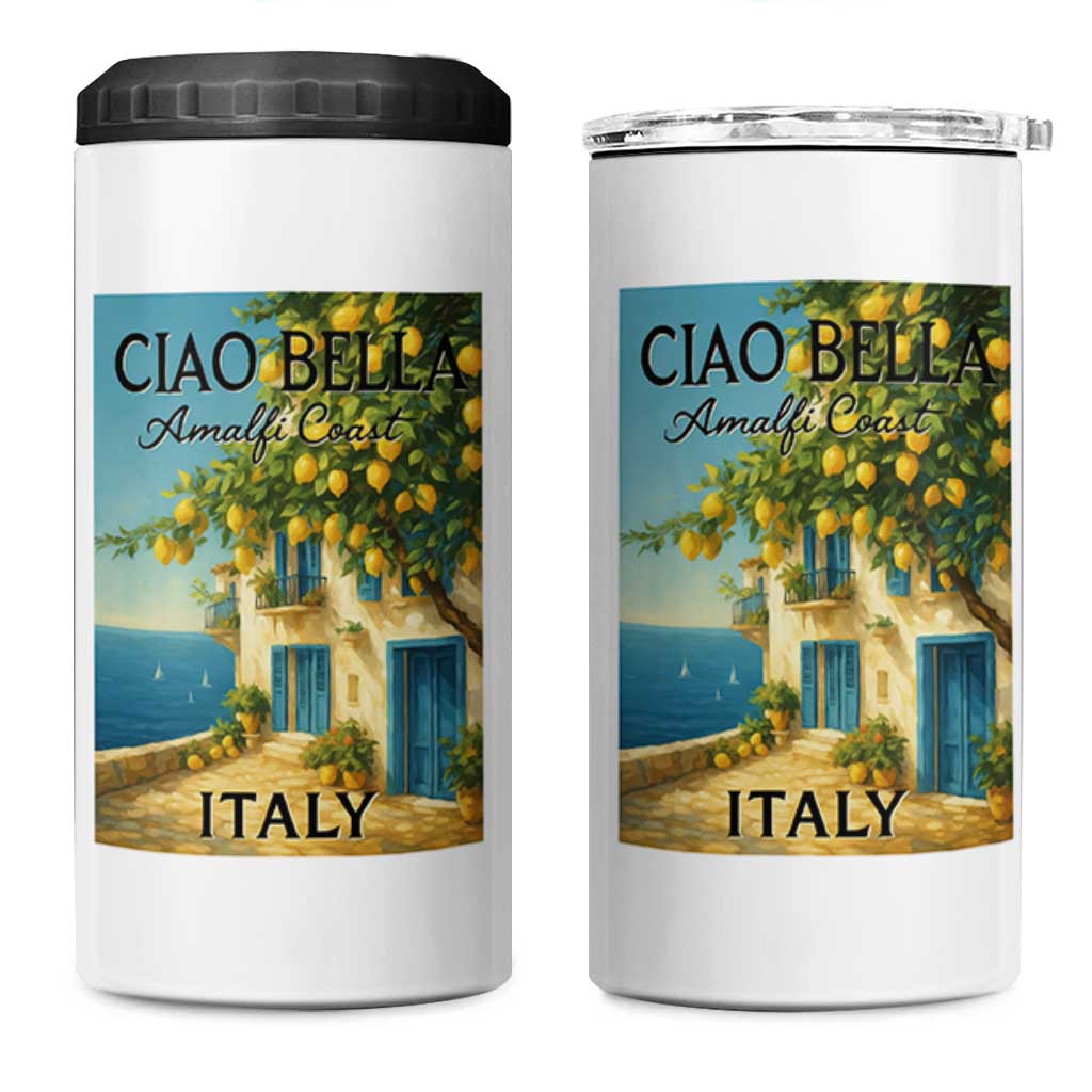 Italian Summer Amalfi Coast 4 in 1 Can Cooler Tumbler Ciao Bella Italy Lemon - Wonder Print Shop
