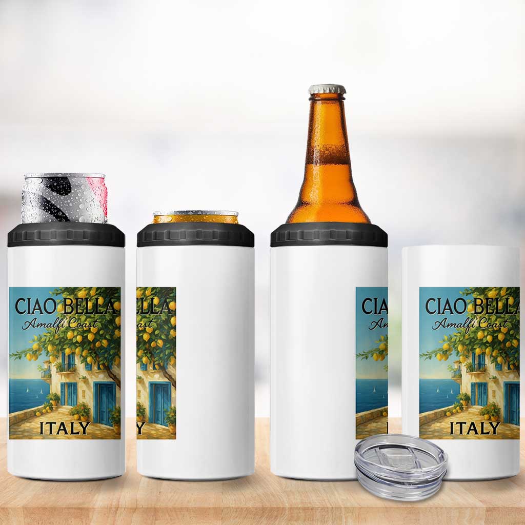 Italian Summer Amalfi Coast 4 in 1 Can Cooler Tumbler Ciao Bella Italy Lemon - Wonder Print Shop