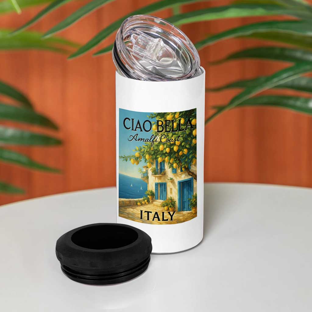 Italian Summer Amalfi Coast 4 in 1 Can Cooler Tumbler Ciao Bella Italy Lemon - Wonder Print Shop