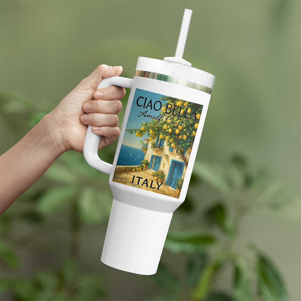 Italian Summer Amalfi Coast Tumbler With Handle Ciao Bella Italy Lemon - Wonder Print Shop
