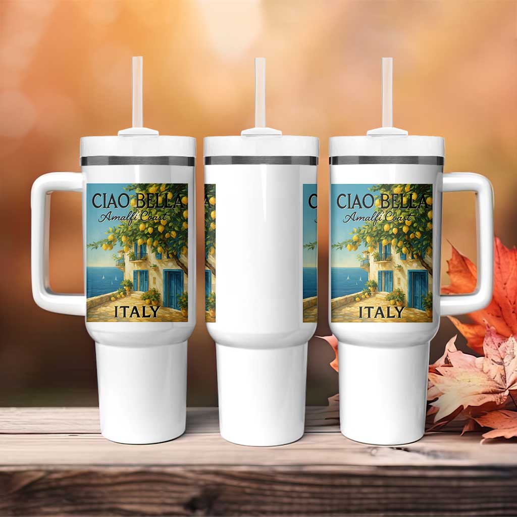 Italian Summer Amalfi Coast Tumbler With Handle Ciao Bella Italy Lemon - Wonder Print Shop