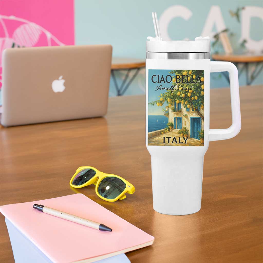 Italian Summer Amalfi Coast Tumbler With Handle Ciao Bella Italy Lemon - Wonder Print Shop