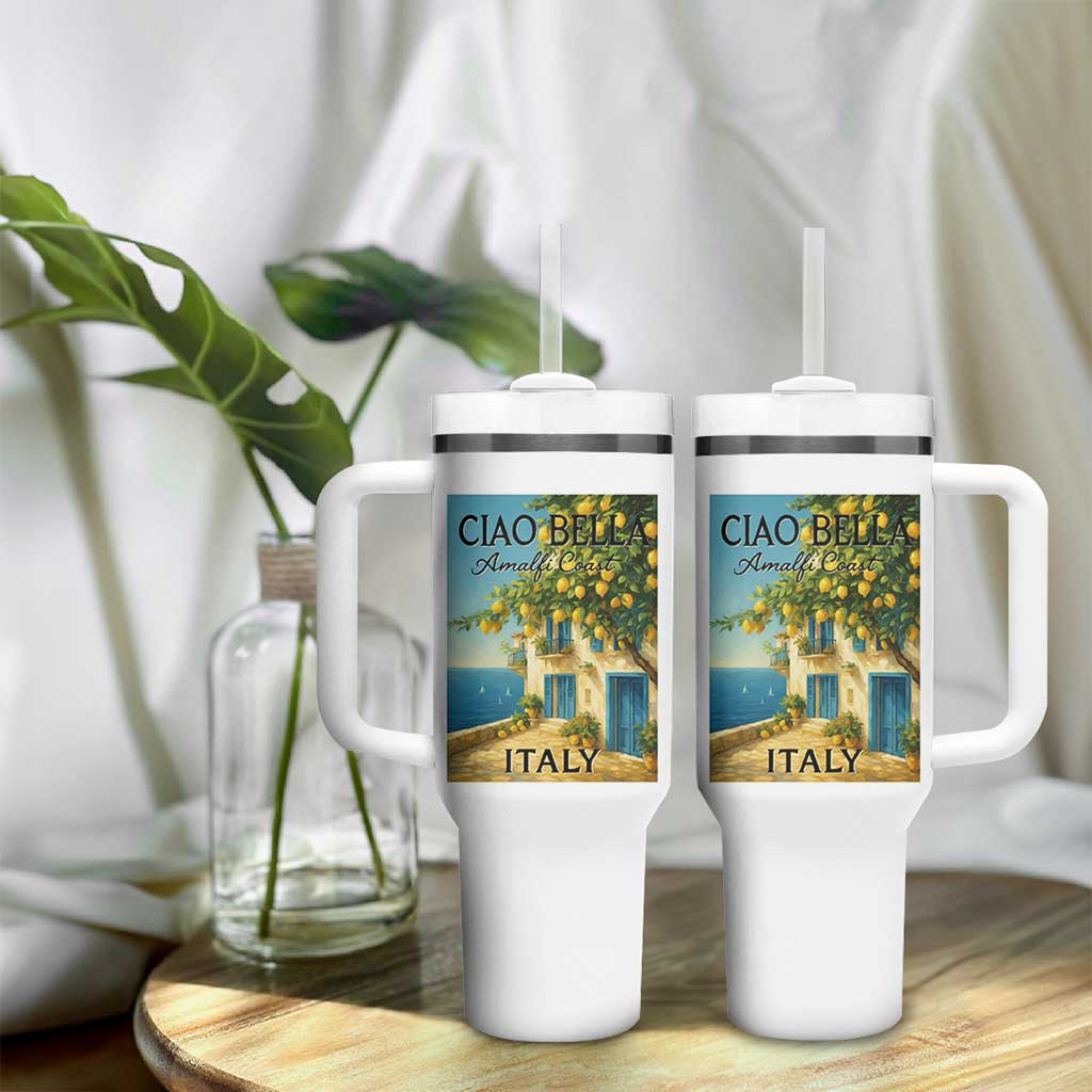 Italian Summer Amalfi Coast Tumbler With Handle Ciao Bella Italy Lemon - Wonder Print Shop