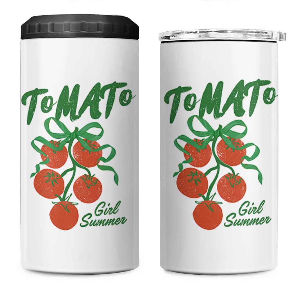 Funny Tomato Girl Summer 4 in 1 Can Cooler Tumbler Tomato Fresh Fruit Cottagecore Aesthetic - Wonder Print Shop