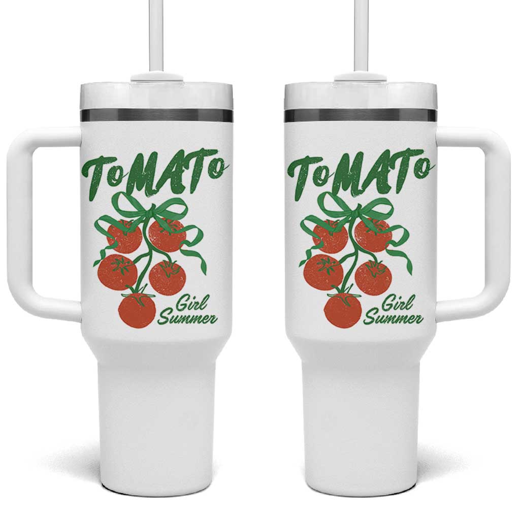 Funny Tomato Girl Summer Tumbler With Handle Tomato Fresh Fruit Cottagecore Aesthetic - Wonder Print Shop