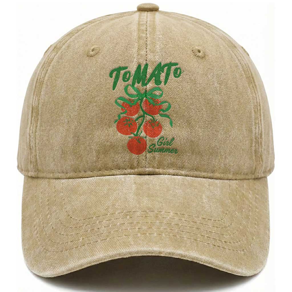 Funny Tomato Girl Summer Washed Cotton Baseball Cap Tomato Fresh Fruit Cottagecore Aesthetic