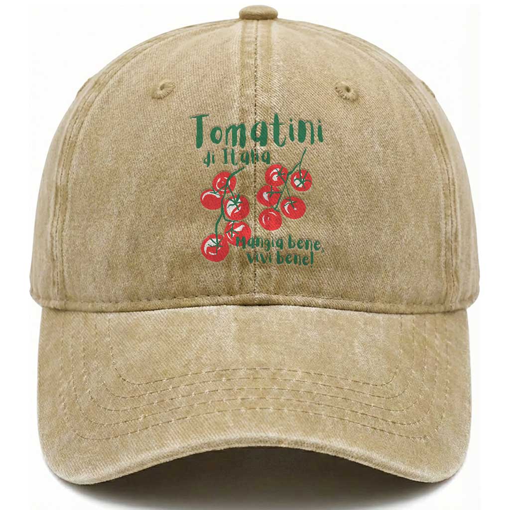 Italian Tomato Washed Cotton Baseball Cap Tomatini Di Italia Vegetable Garden Lover