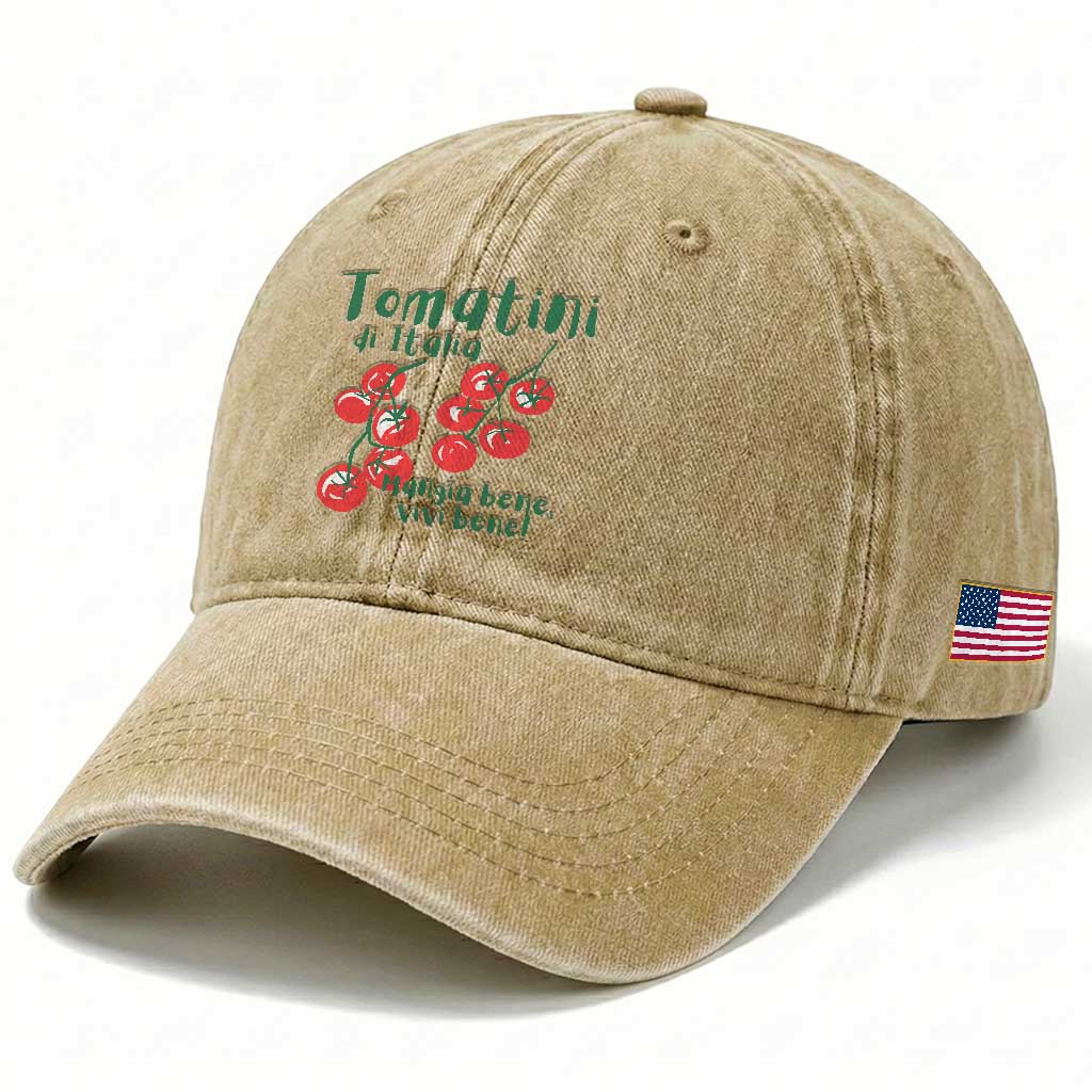 Italian Tomato Washed Cotton Baseball Cap Tomatini Di Italia Vegetable Garden Lover