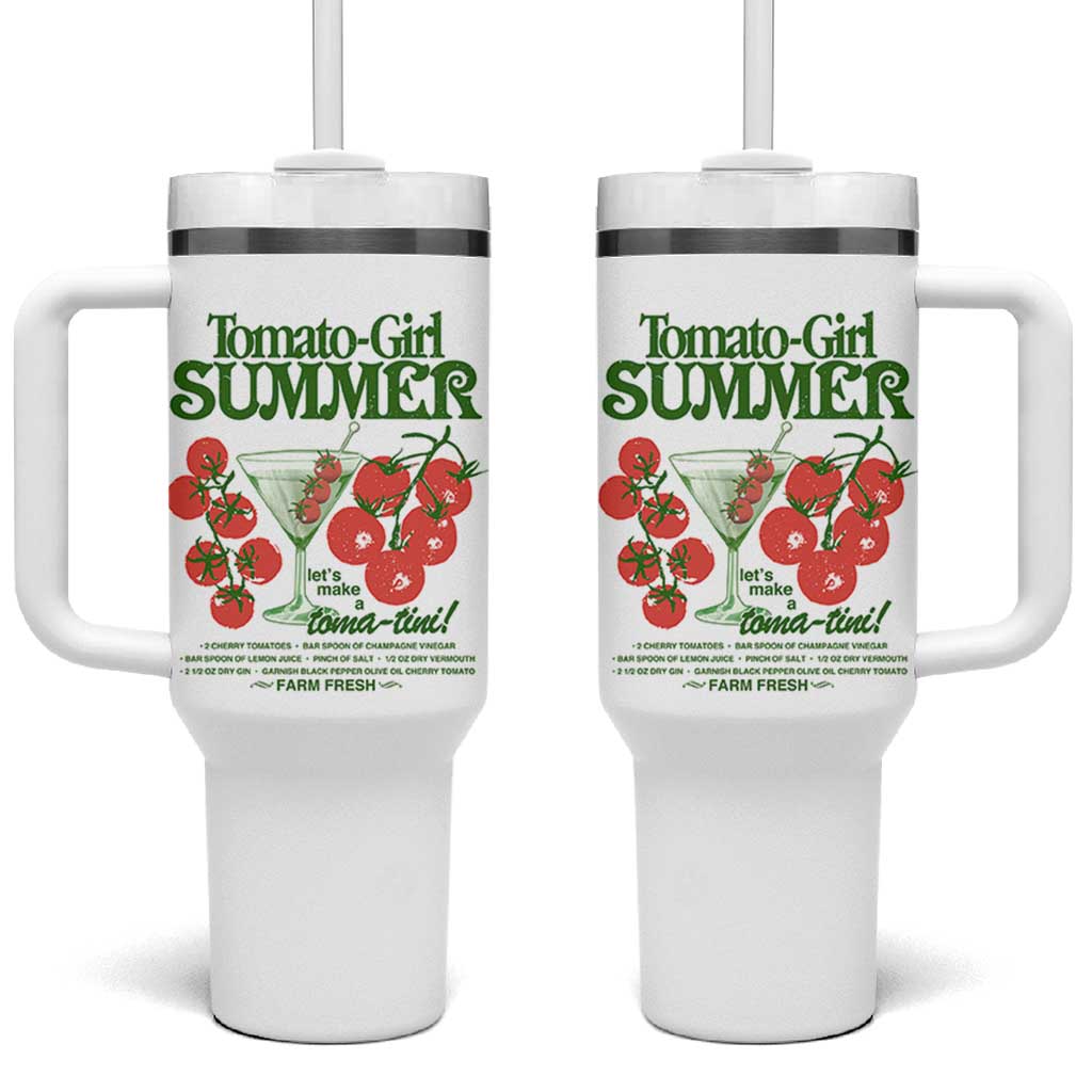 Tomato Girl Summer Tumbler With Handle Lets Make A Tomatini Italian Summer Cottagecore Aesthetic - Wonder Print Shop