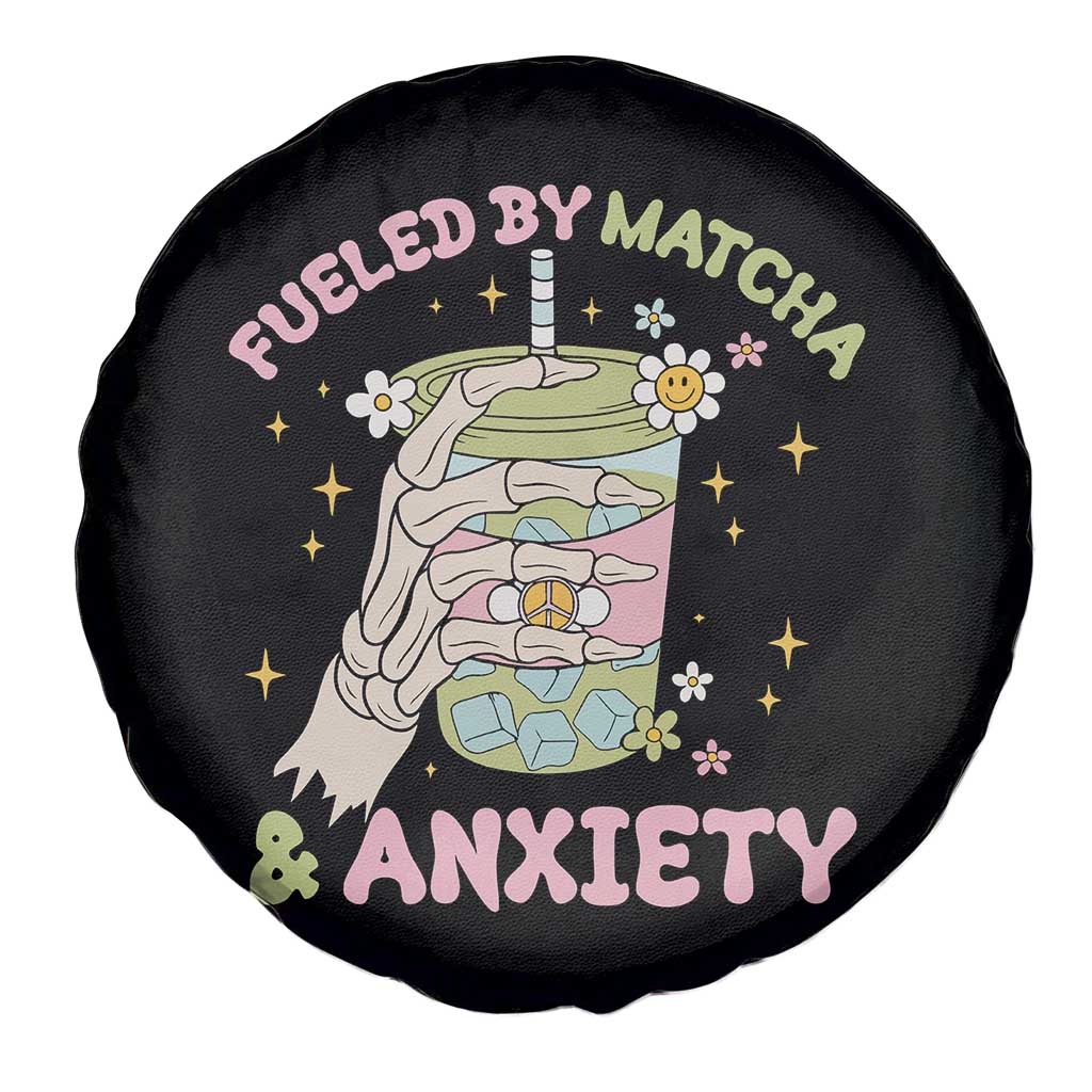 Funny Fueled By Matcha And Anxiety Spare Tire Cover Matcha Lover - Wonder Print Shop