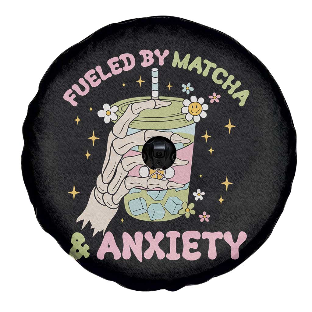 Funny Fueled By Matcha And Anxiety Spare Tire Cover Matcha Lover - Wonder Print Shop