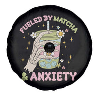 Funny Fueled By Matcha And Anxiety Spare Tire Cover Matcha Lover - Wonder Print Shop