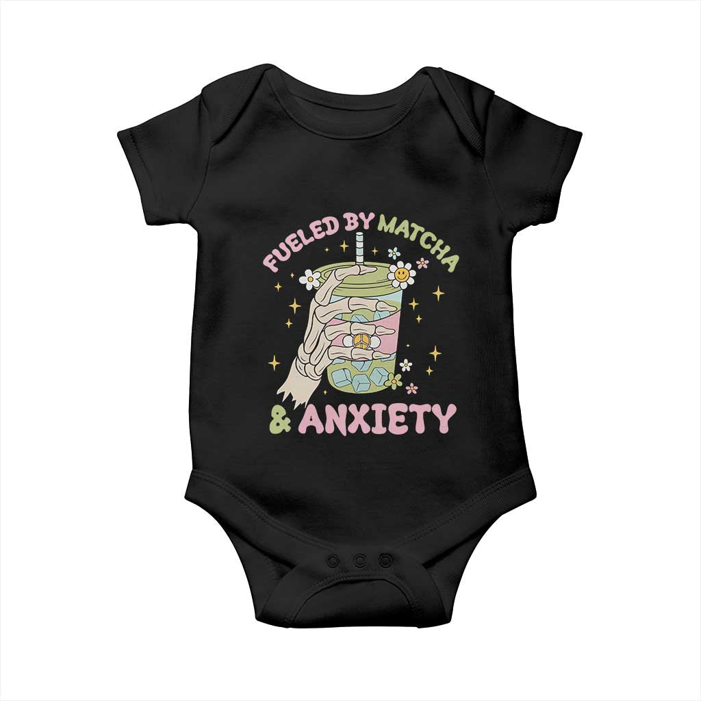 Funny Fueled By Matcha And Anxiety Baby Onesie Matcha Lover - Wonder Print Shop