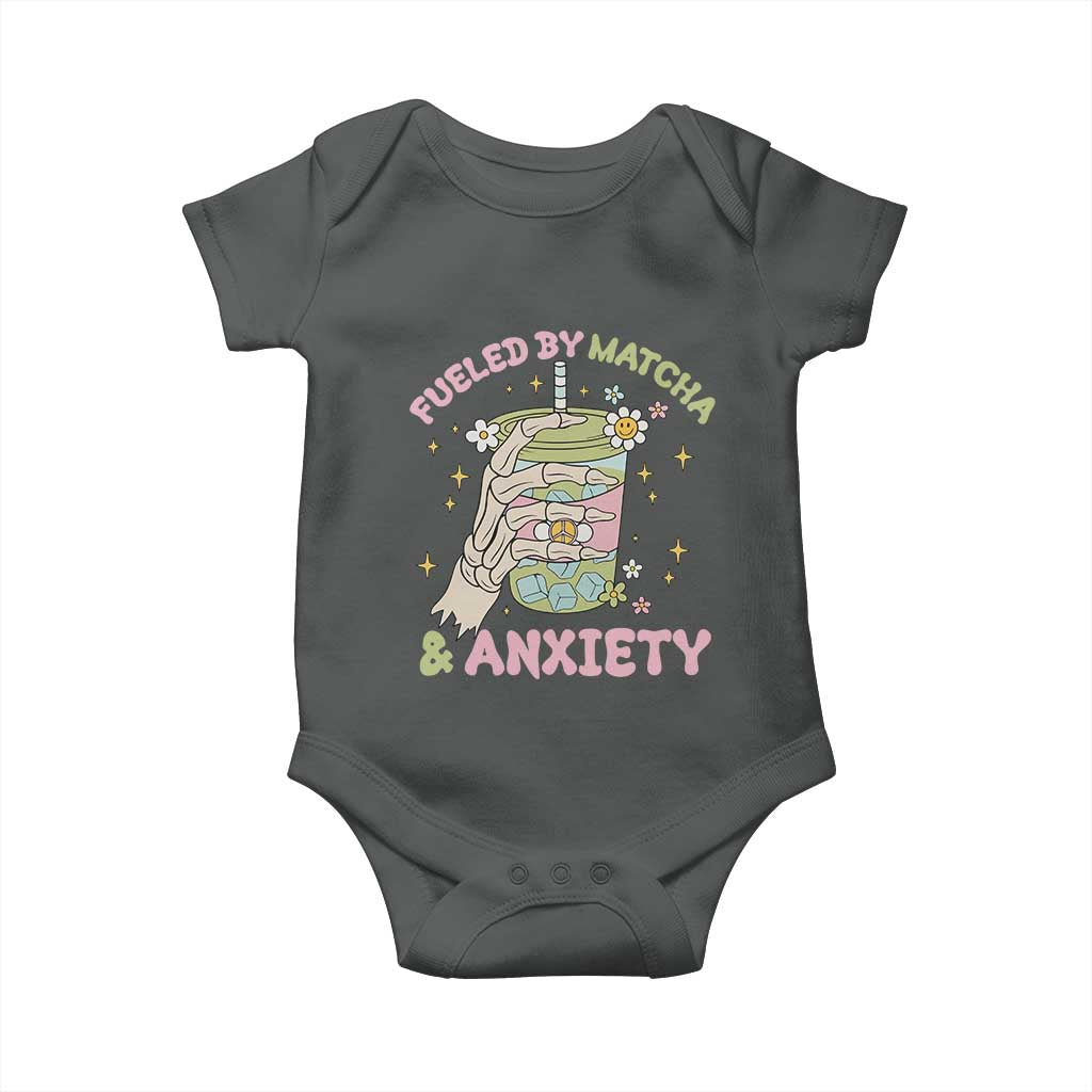 Funny Fueled By Matcha And Anxiety Baby Onesie Matcha Lover - Wonder Print Shop