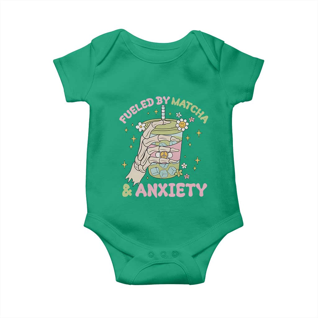 Funny Fueled By Matcha And Anxiety Baby Onesie Matcha Lover - Wonder Print Shop