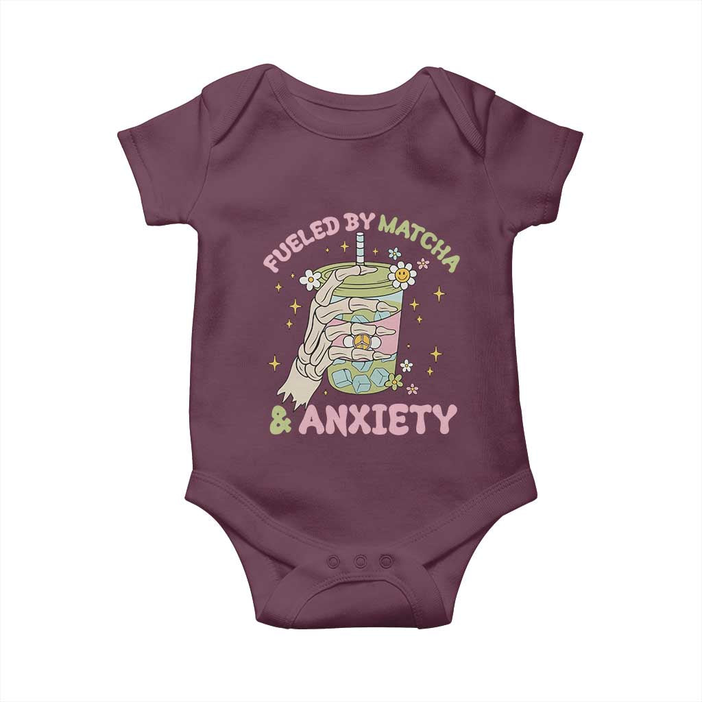 Funny Fueled By Matcha And Anxiety Baby Onesie Matcha Lover - Wonder Print Shop