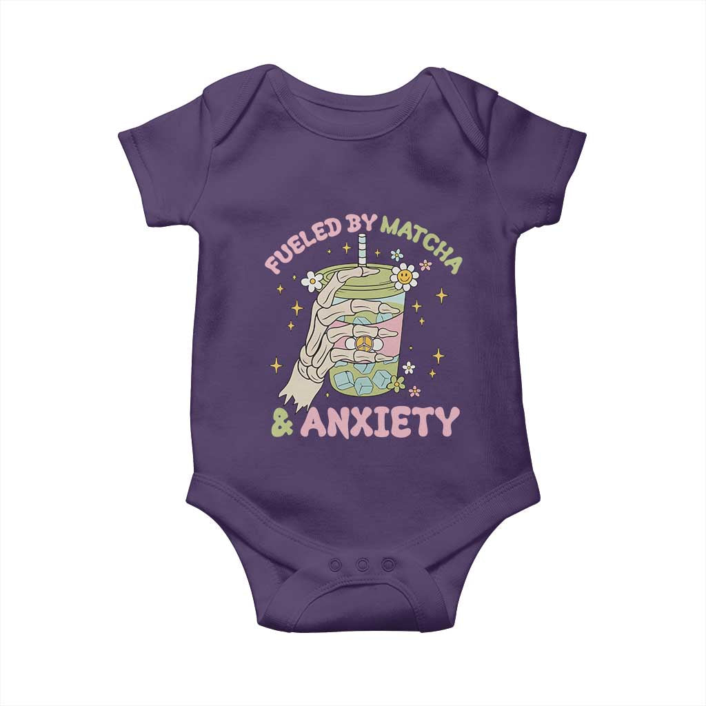 Funny Fueled By Matcha And Anxiety Baby Onesie Matcha Lover - Wonder Print Shop