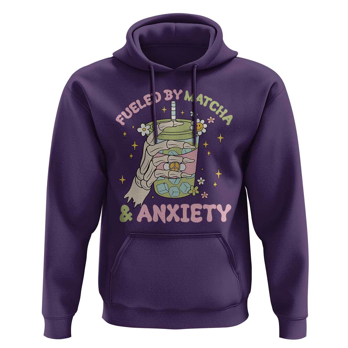Funny Fueled By Matcha And Anxiety Hoodie Matcha Lover - Wonder Print Shop