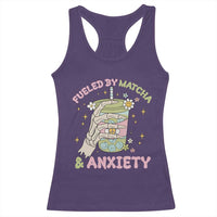 Funny Fueled By Matcha And Anxiety Racerback Tank Top Matcha Lover - Wonder Print Shop