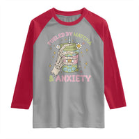 Funny Fueled By Matcha And Anxiety Raglan Shirt Matcha Lover - Wonder Print Shop