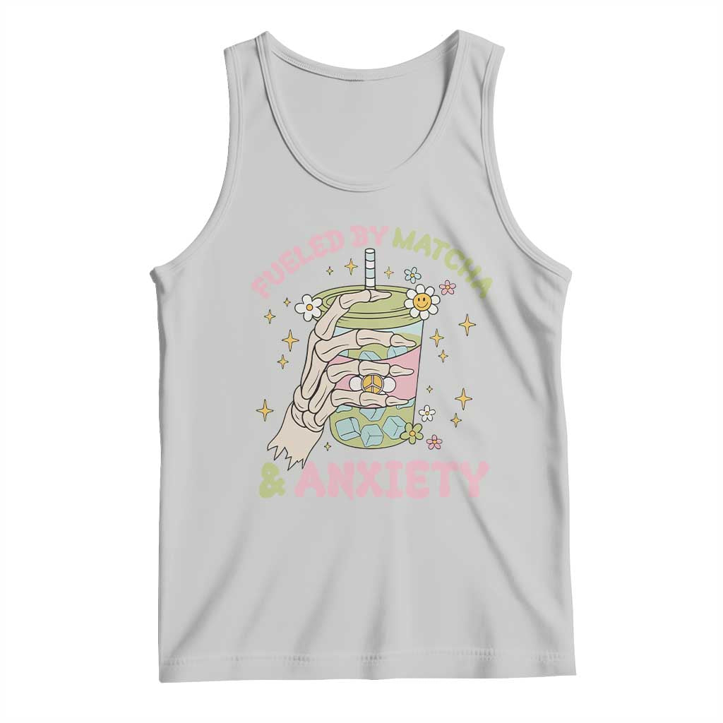 Funny Fueled By Matcha And Anxiety Tank Top Matcha Lover - Wonder Print Shop