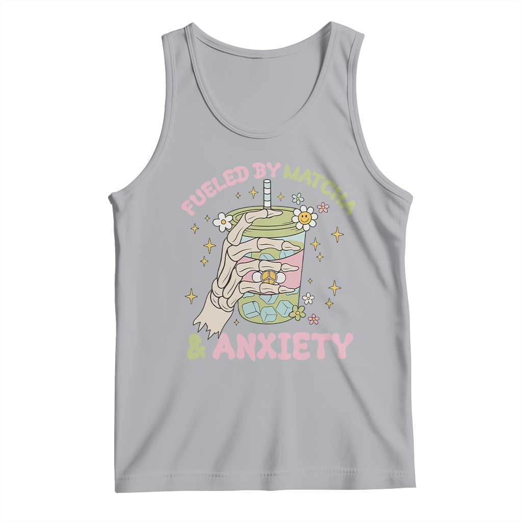 Funny Fueled By Matcha And Anxiety Tank Top Matcha Lover - Wonder Print Shop