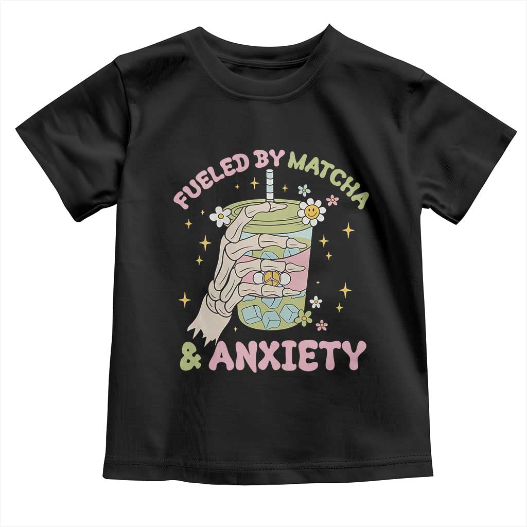 Funny Fueled By Matcha And Anxiety Toddler T Shirt Matcha Lover - Wonder Print Shop