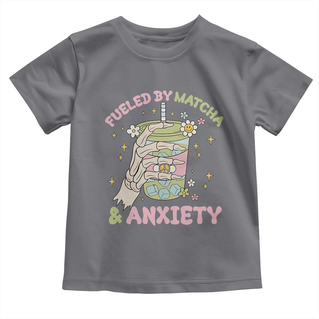 Funny Fueled By Matcha And Anxiety Toddler T Shirt Matcha Lover - Wonder Print Shop