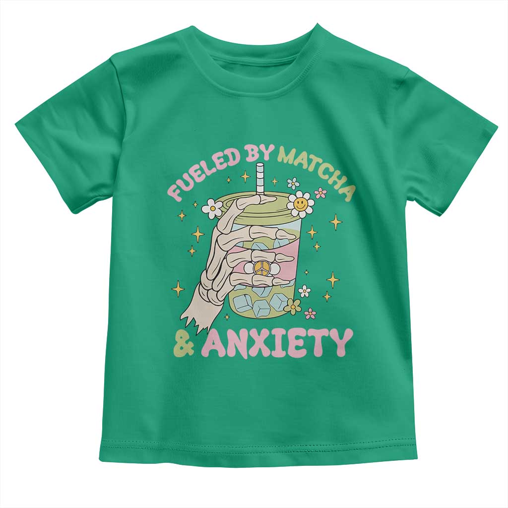 Funny Fueled By Matcha And Anxiety Toddler T Shirt Matcha Lover - Wonder Print Shop