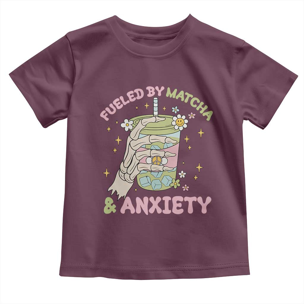 Funny Fueled By Matcha And Anxiety Toddler T Shirt Matcha Lover - Wonder Print Shop