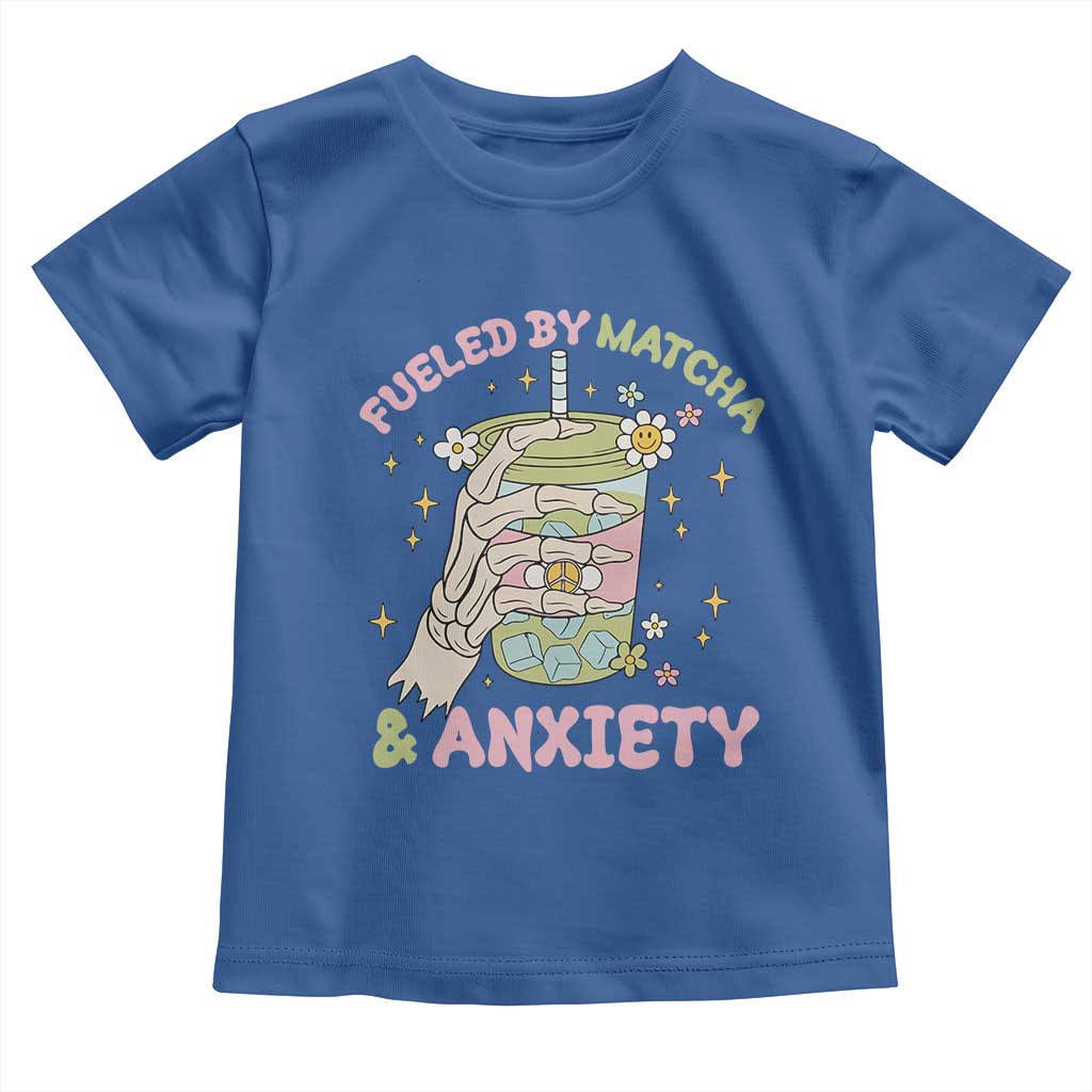 Funny Fueled By Matcha And Anxiety Toddler T Shirt Matcha Lover - Wonder Print Shop