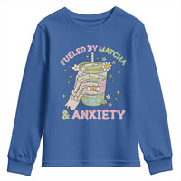 Funny Fueled By Matcha And Anxiety Youth Sweatshirt Matcha Lover - Wonder Print Shop