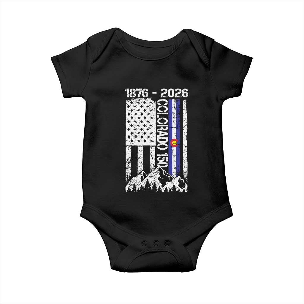 150 Years Colorado Sesquicentennial Anniversary 1876 2026 Baby Onesie Vintage Colorado American Flag