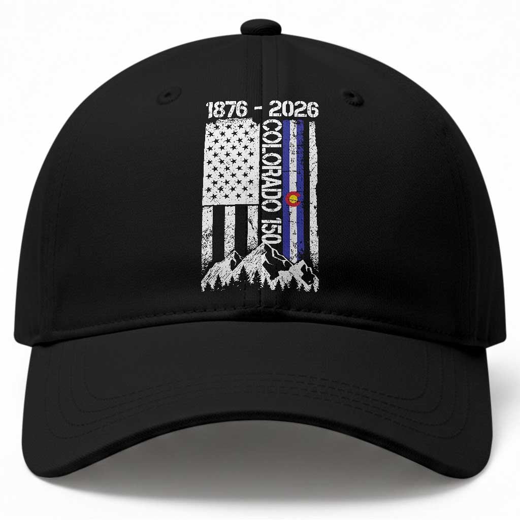 150 Years Colorado Sesquicentennial Anniversary 1876 2026 Baseball Cap Vintage Colorado American Flag