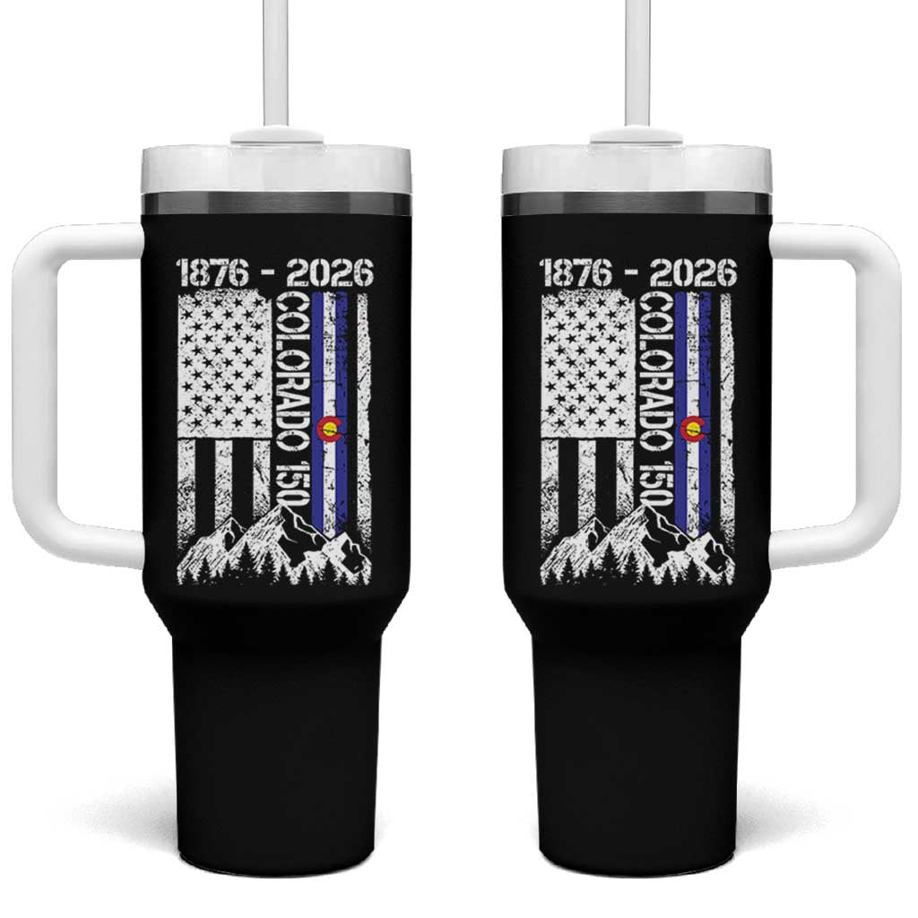 150 Years Colorado Sesquicentennial Anniversary 1876 2026 Tumbler With Handle Vintage Colorado American Flag