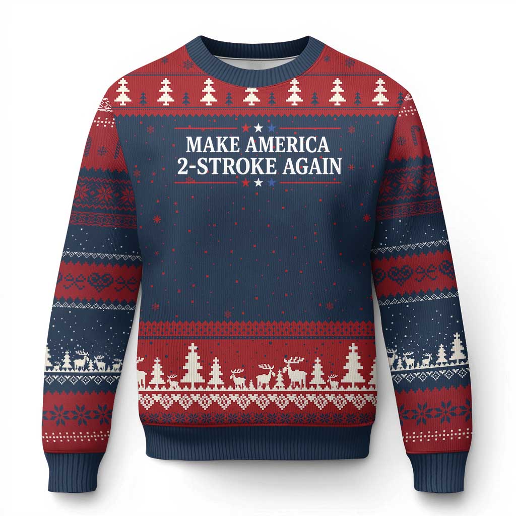 Funny 2 Stroke Motocross Lover Ugly Christmas Sweater Make America 2 Stroke Again