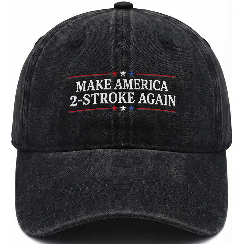 Funny 2 Stroke Motocross Lover Washed Cotton Baseball Cap Make America 2 Stroke Again