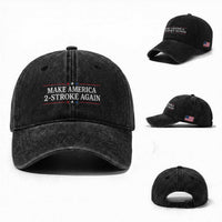 Funny 2 Stroke Motocross Lover Washed Cotton Baseball Cap Make America 2 Stroke Again