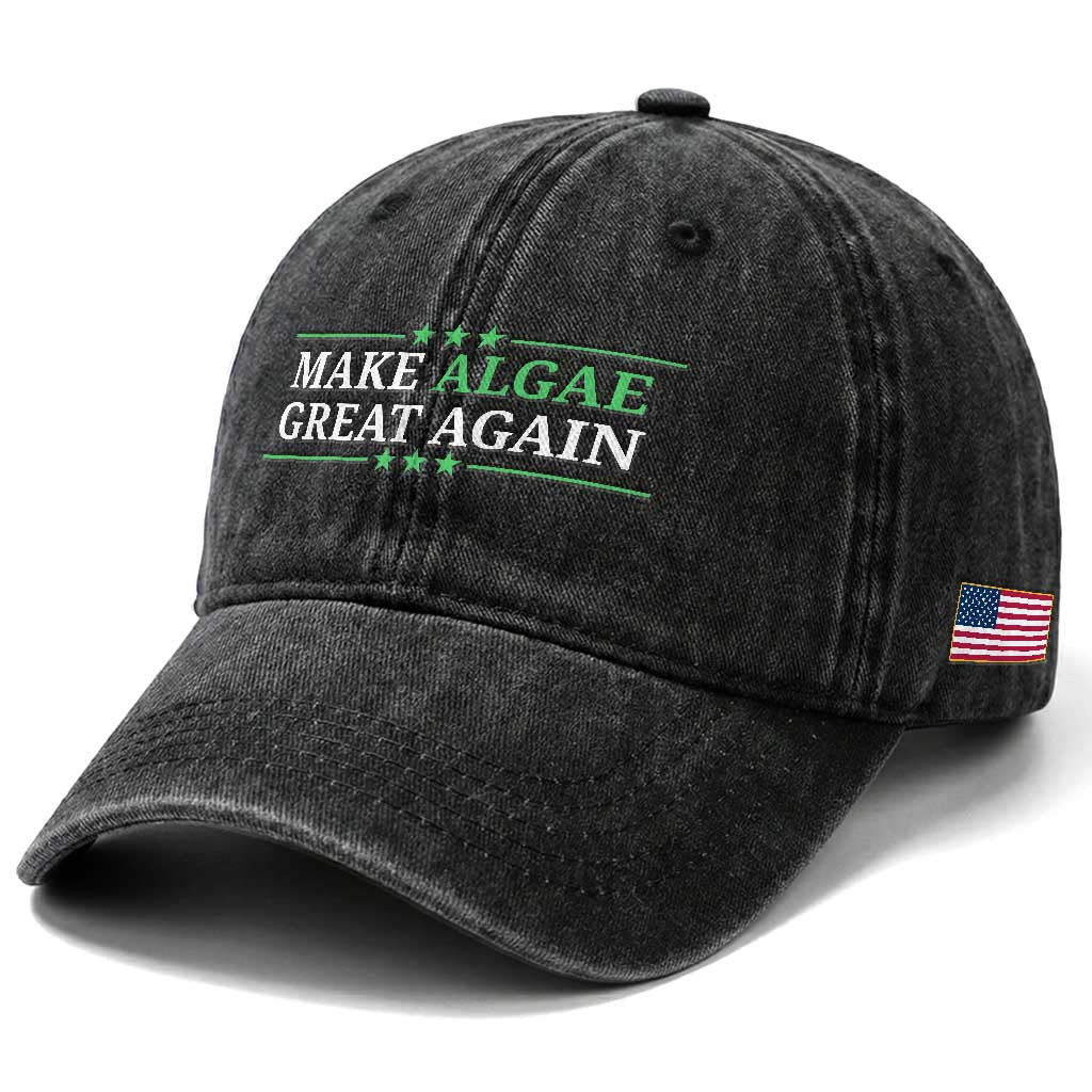 Make Algae Great Again Washed Cotton Baseball Cap Funny Political Satire Lincoln Reflecting Pool