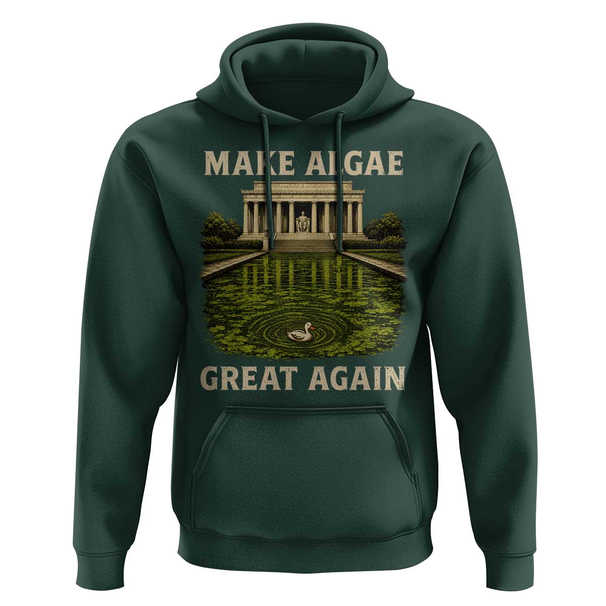 Make Algae Great Again Hoodie Funny Lincoln Memorial Reflecting Pool