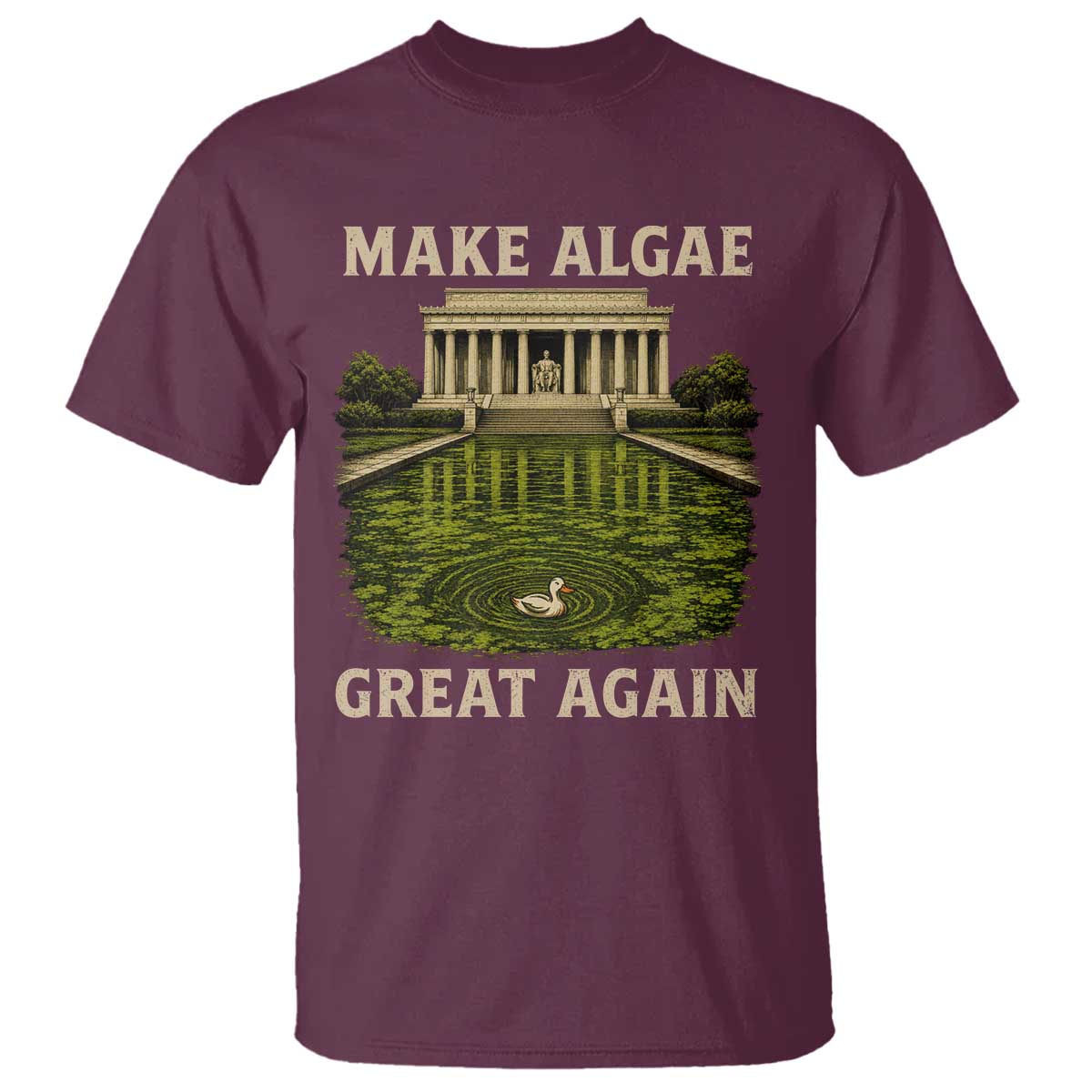 Make Algae Great Again T Shirt Funny Lincoln Memorial Reflecting Pool