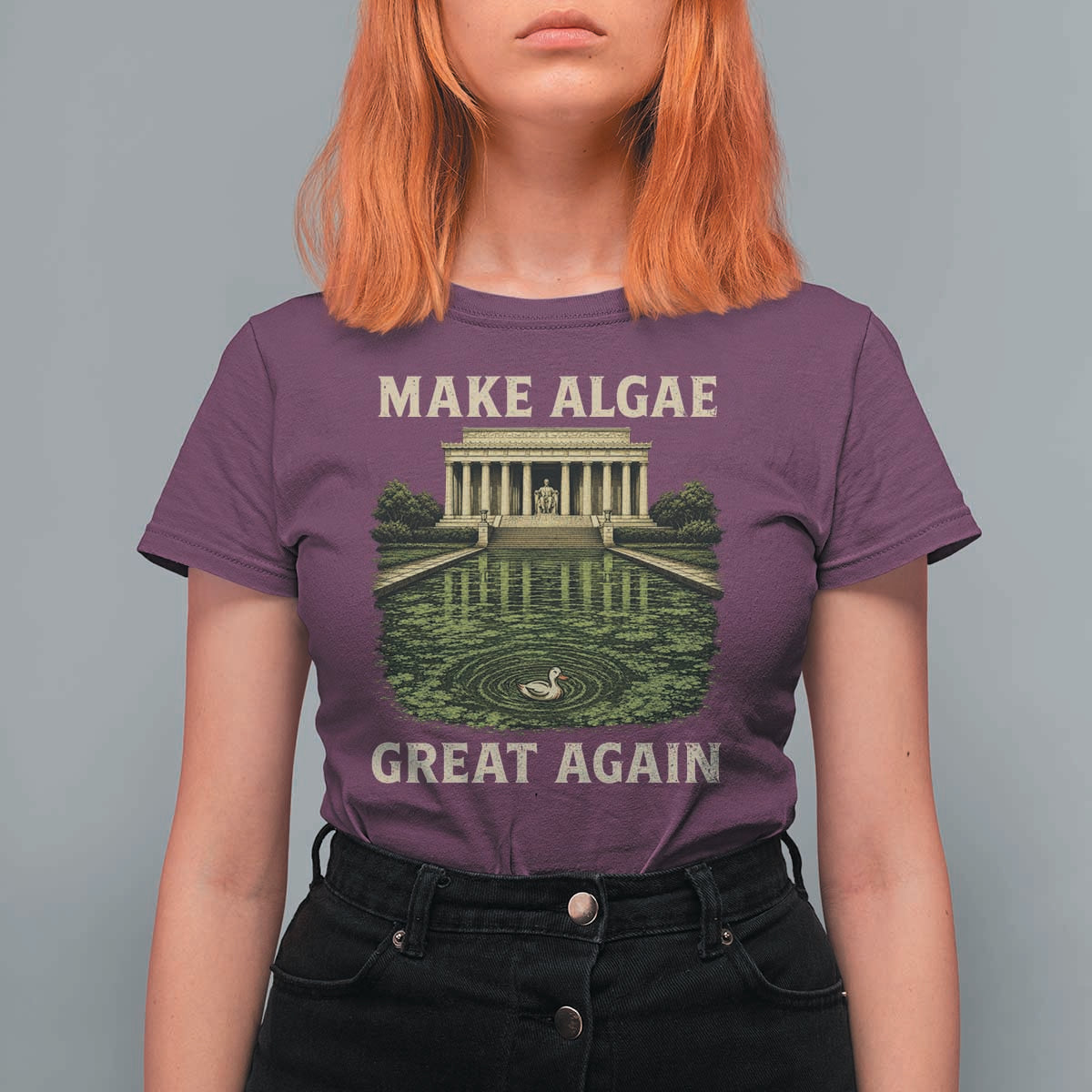 Make Algae Great Again T Shirt For Women Funny Lincoln Memorial Reflecting Pool