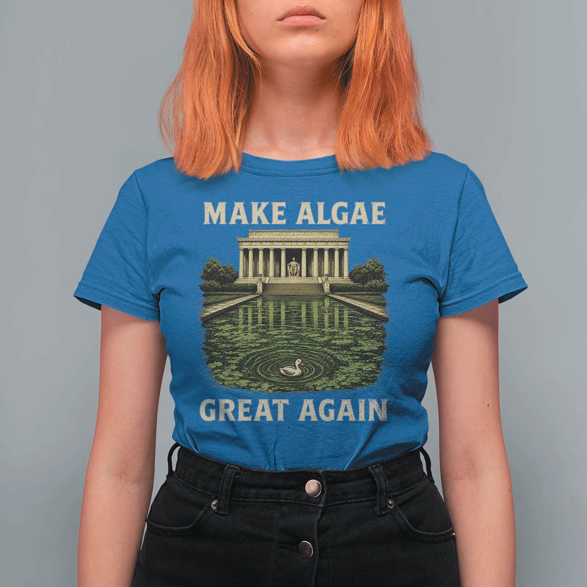 Make Algae Great Again T Shirt For Women Funny Lincoln Memorial Reflecting Pool