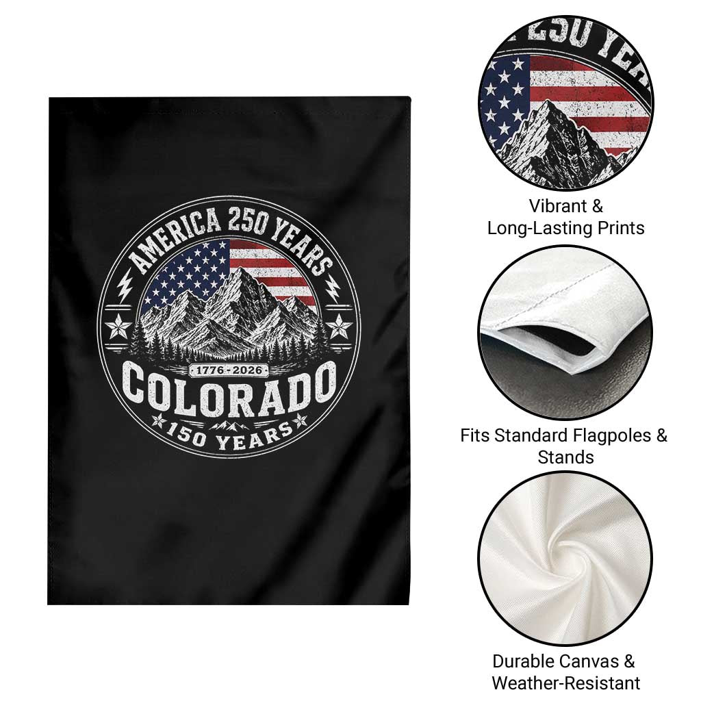 Colorado 150 America 250 Years Garden Flag Colorado Sesquicentennial Anniversary 1876 2026