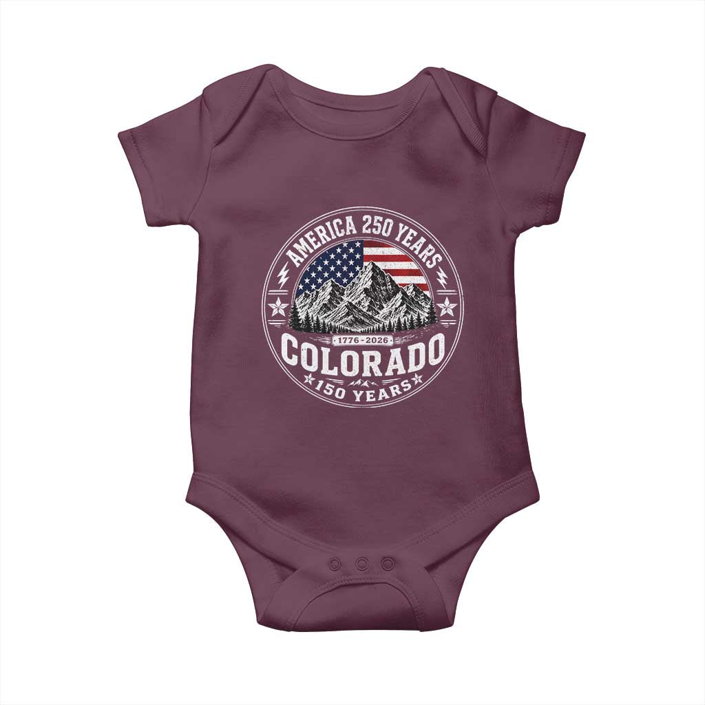 Colorado 150 America 250 Years Baby Onesie Colorado Sesquicentennial Anniversary 1876 2026