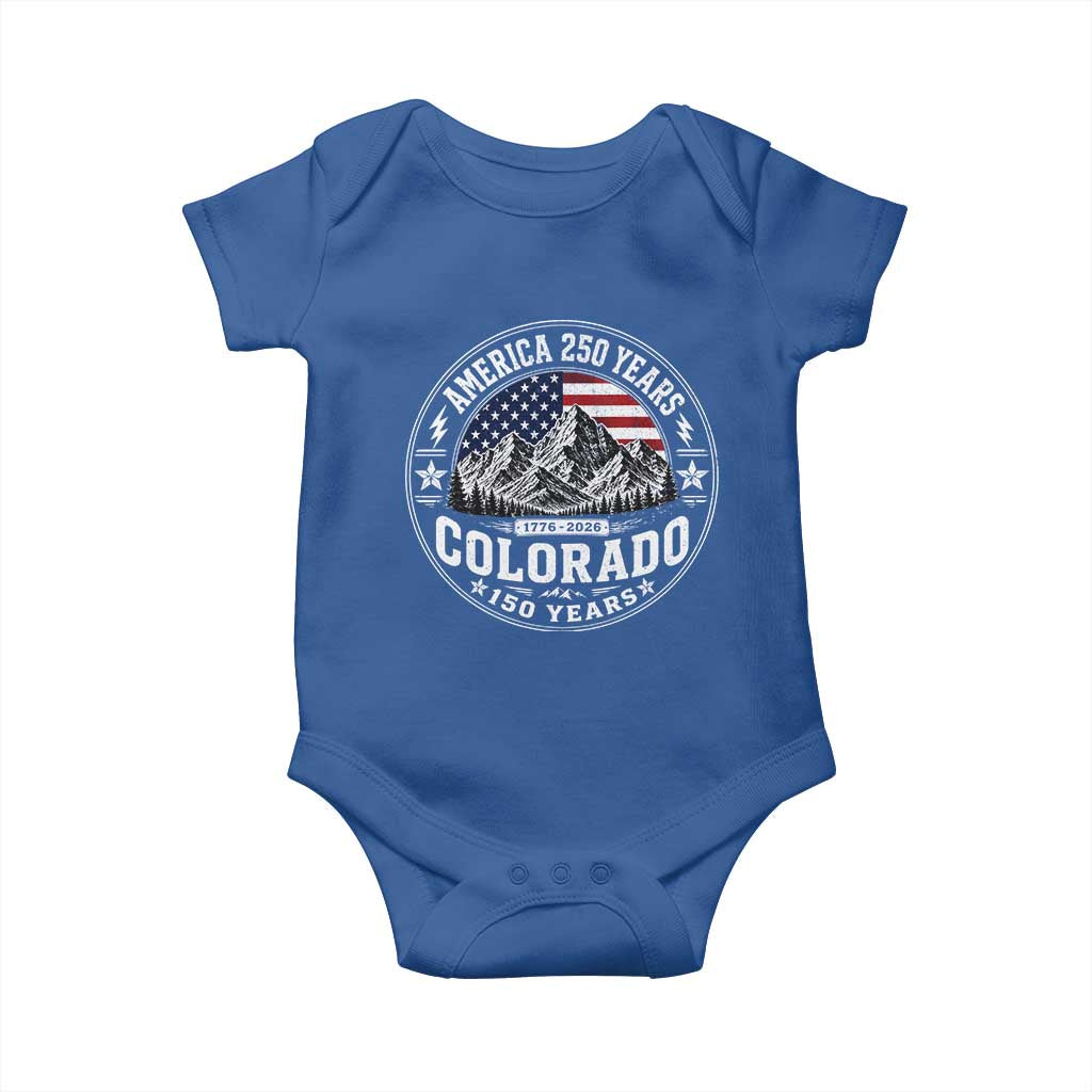 Colorado 150 America 250 Years Baby Onesie Colorado Sesquicentennial Anniversary 1876 2026