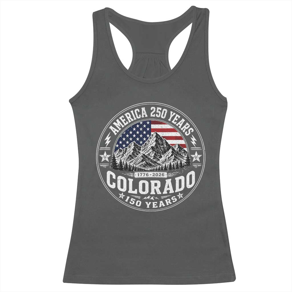 Colorado 150 America 250 Years Racerback Tank Top Colorado Sesquicentennial Anniversary 1876 2026