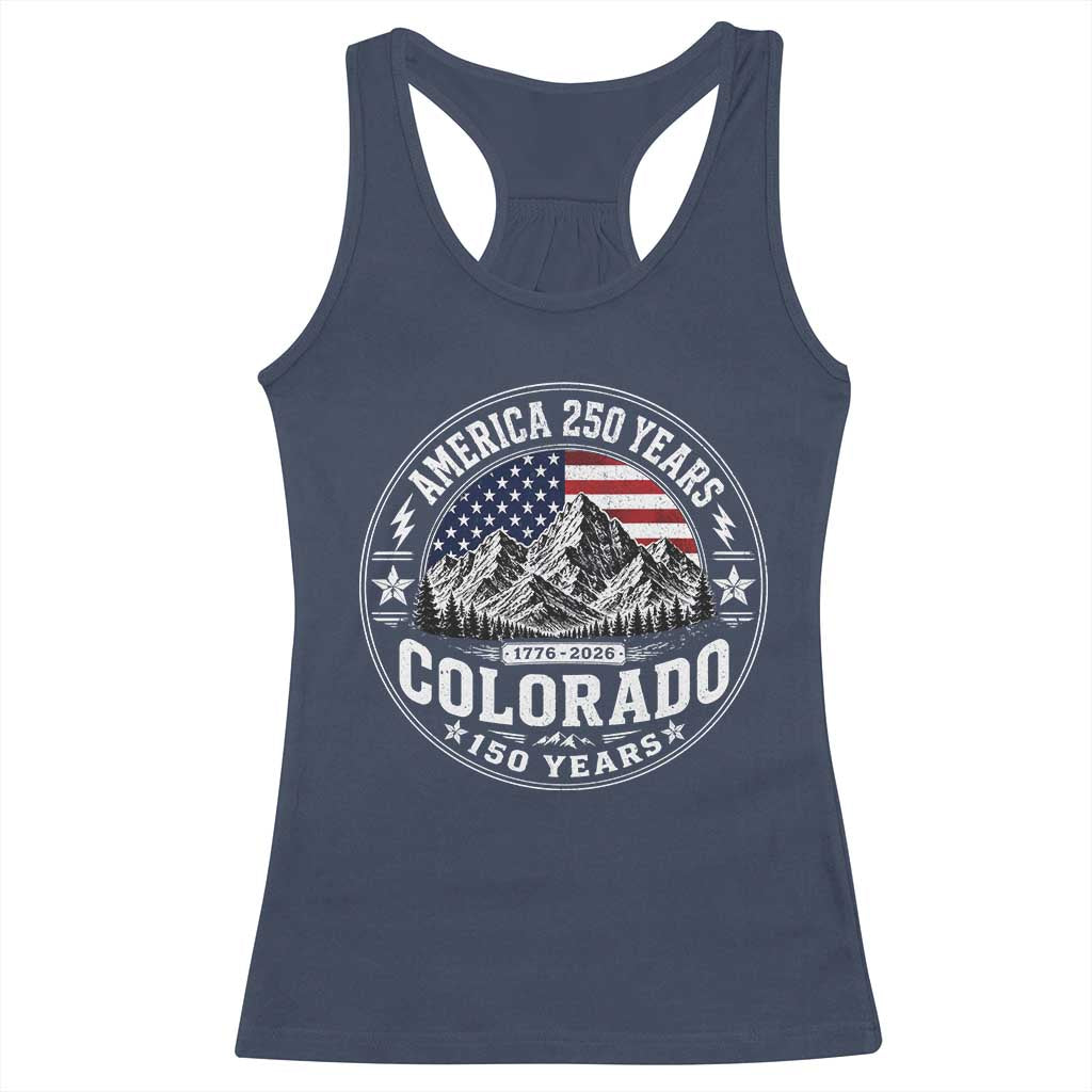 Colorado 150 America 250 Years Racerback Tank Top Colorado Sesquicentennial Anniversary 1876 2026