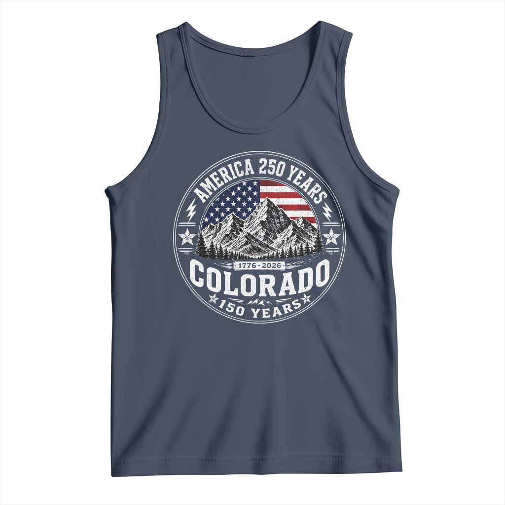Colorado 150 America 250 Years Tank Top Colorado Sesquicentennial Anniversary 1876 2026
