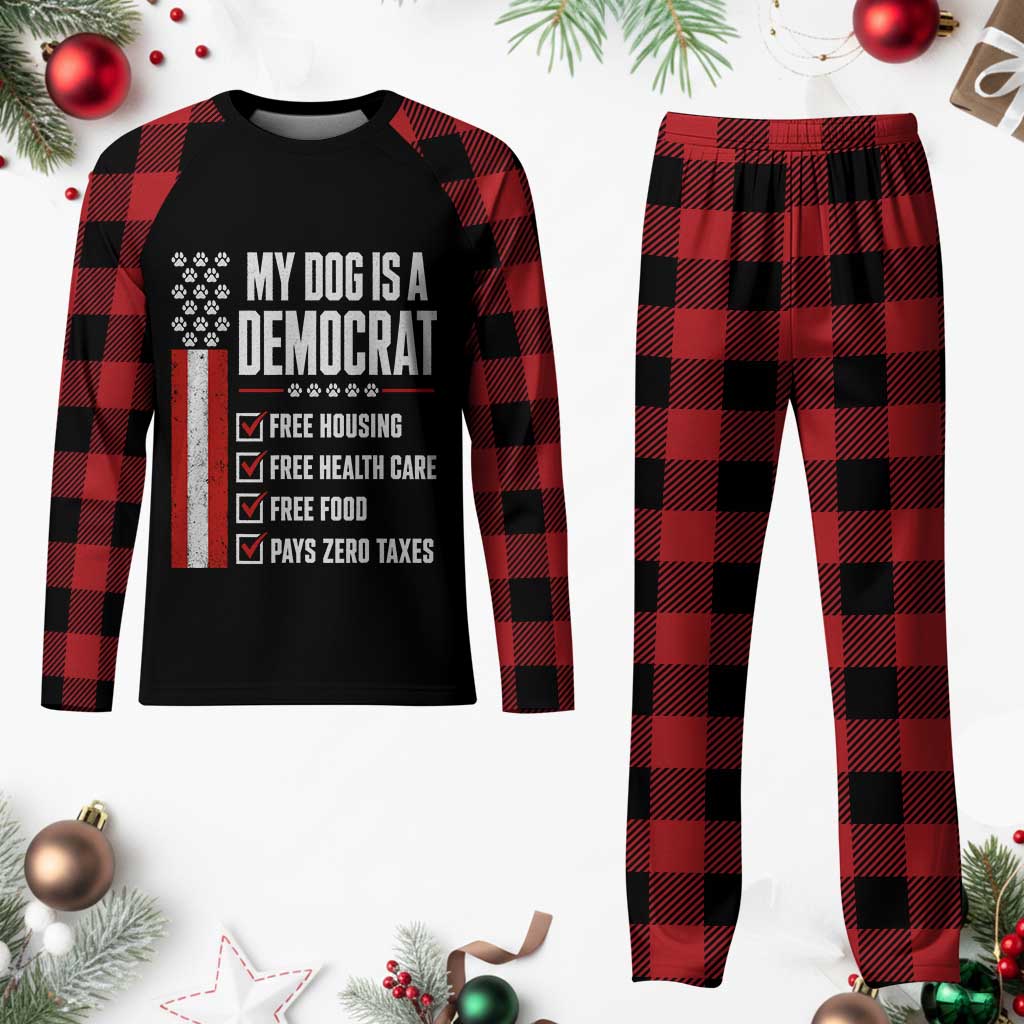 My Dog Is A Democrat Plaid Pajama Set Funny Political Dog Owner